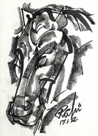 Mansoor Rahi, 12 x 16 Inch, Charcoal on Paper, Figurative Painting, AC-MSR-037